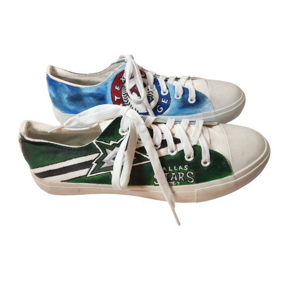 DALLAS MAVS Texas Rangers DALLAS COWBOYS Dallas Stars Custom Sneakers OOAK - Picture 2 of 15